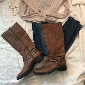 Nine West Chestnut Leather Boots